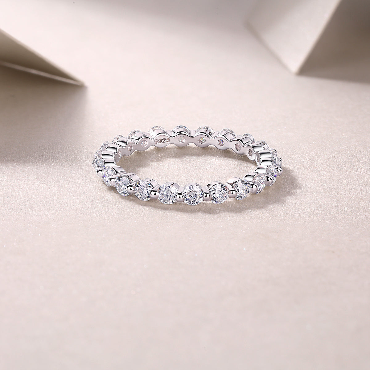 1.32 CT Moissanite Melee Ring in 18K White Gold Plated Sterling Silver#4