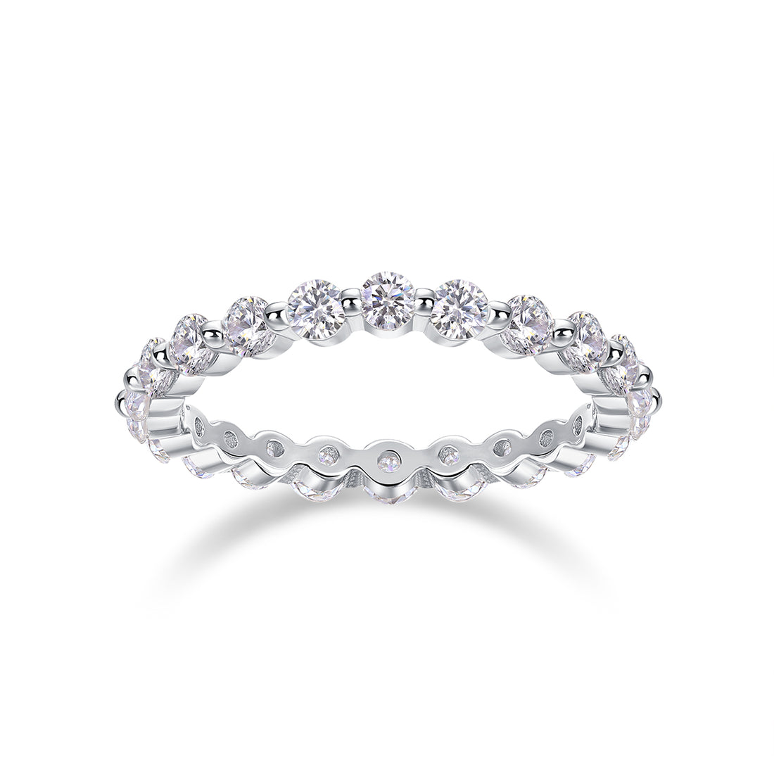 1.32 CT Moissanite Melee Ring in 18K White Gold Plated Sterling Silver#1