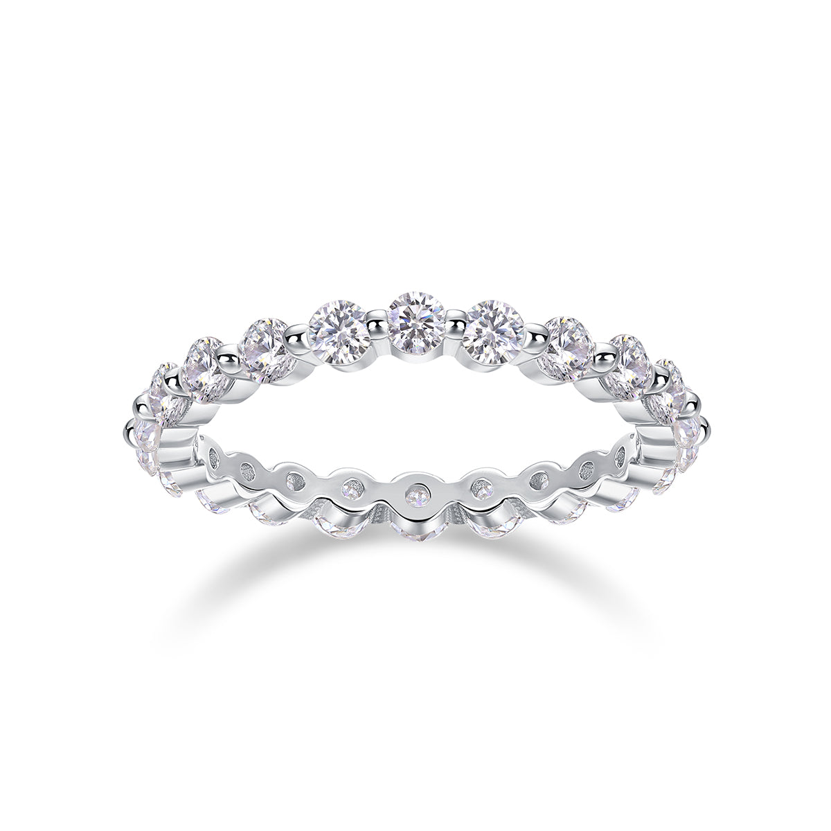 1.32 CT Moissanite Melee Ring in 18K White Gold Plated Sterling Silver#1