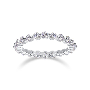 1.32 CT Moissanite Melee Ring in 18K White Gold Plated Sterling Silver#1