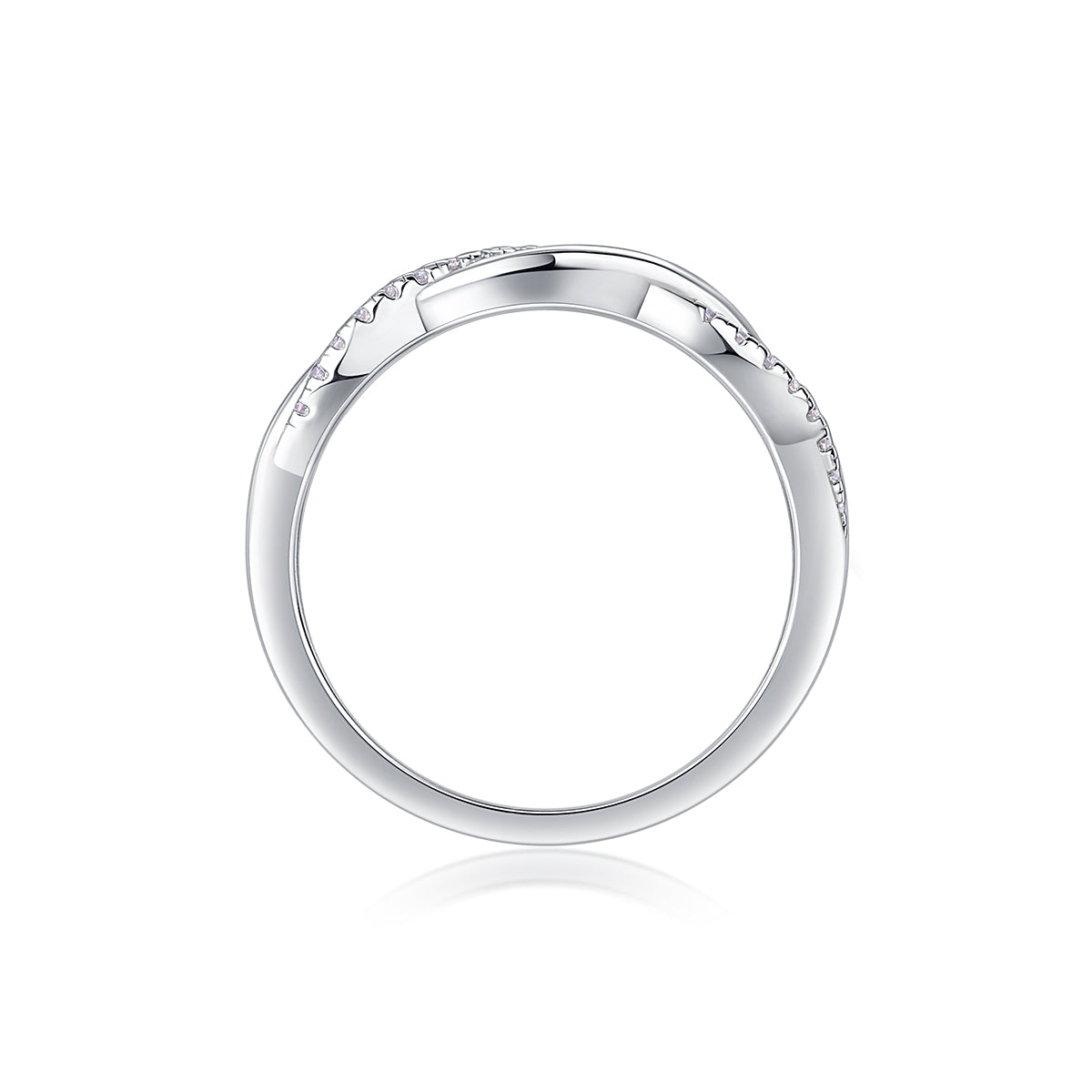 0.14 CT Moissanite Melee Ring in 18K White Gold Plated Sterling Silver#1
