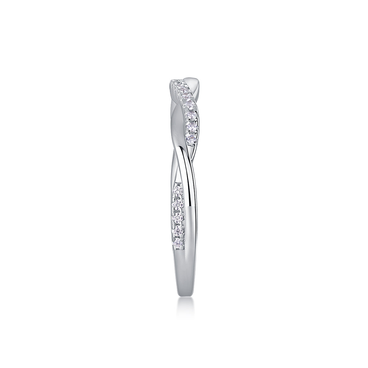 0.14 CT Moissanite Melee Ring in 18K White Gold Plated Sterling Silver#3