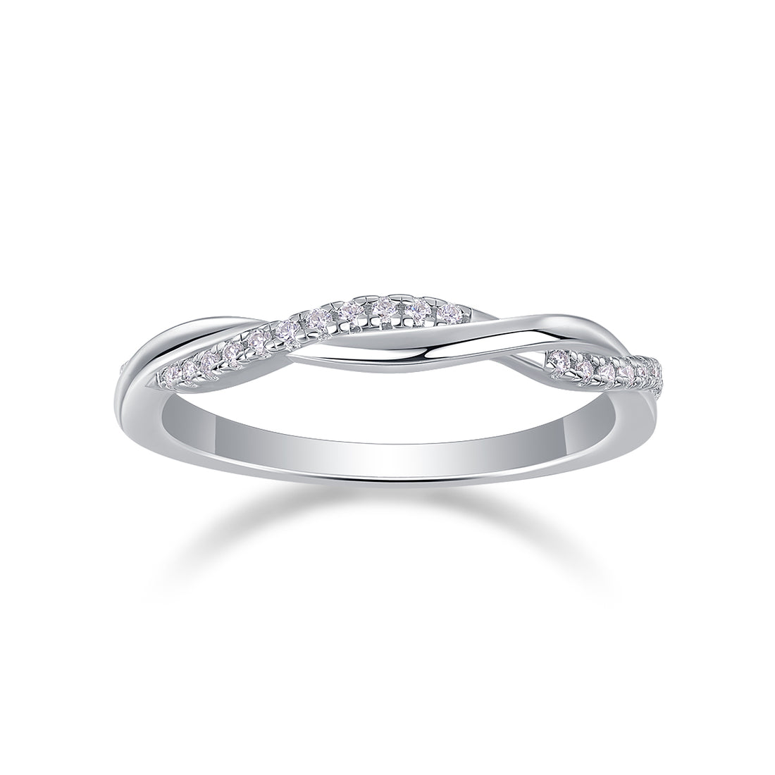 0.14 CT Moissanite Melee Ring in 18K White Gold Plated Sterling Silver#2