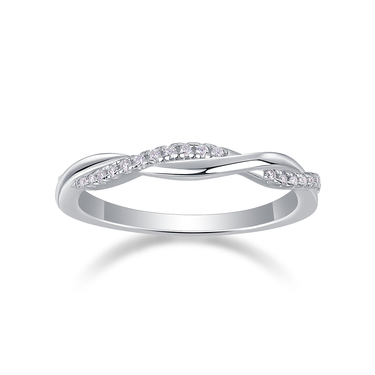 0.14 CT Moissanite Melee Ring in 18K White Gold Plated Sterling Silver#2