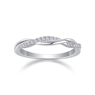 0.14 CT Moissanite Melee Ring in 18K White Gold Plated Sterling Silver#2