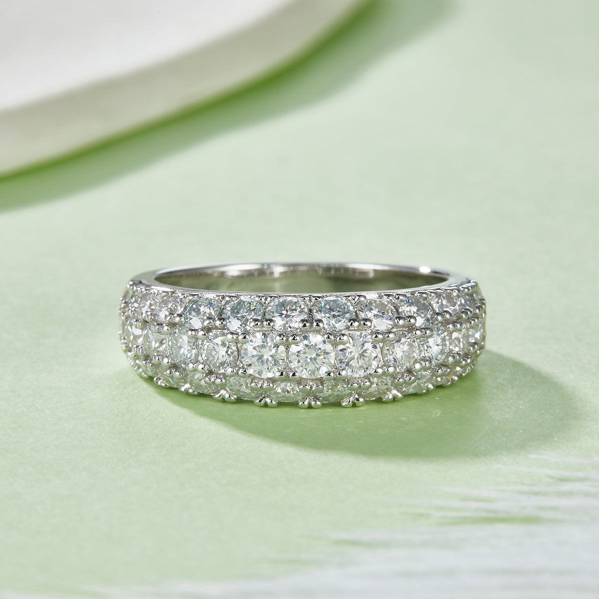 1.92 CT Moissanite Melee Ring in 18K White Gold Plated Sterling Silver#1