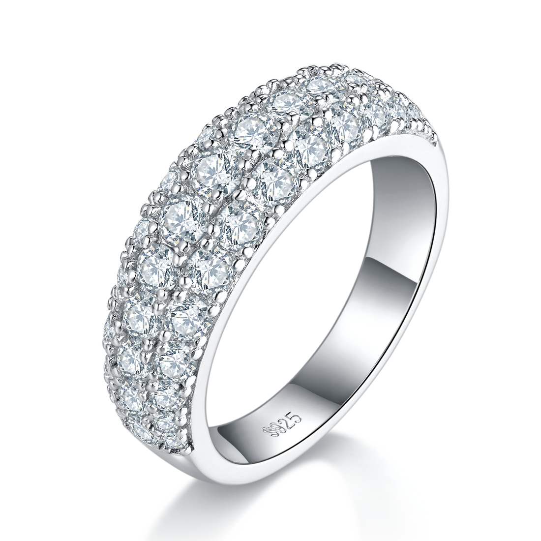 1.92 CT Moissanite Melee Ring in 18K White Gold Plated Sterling Silver#0
