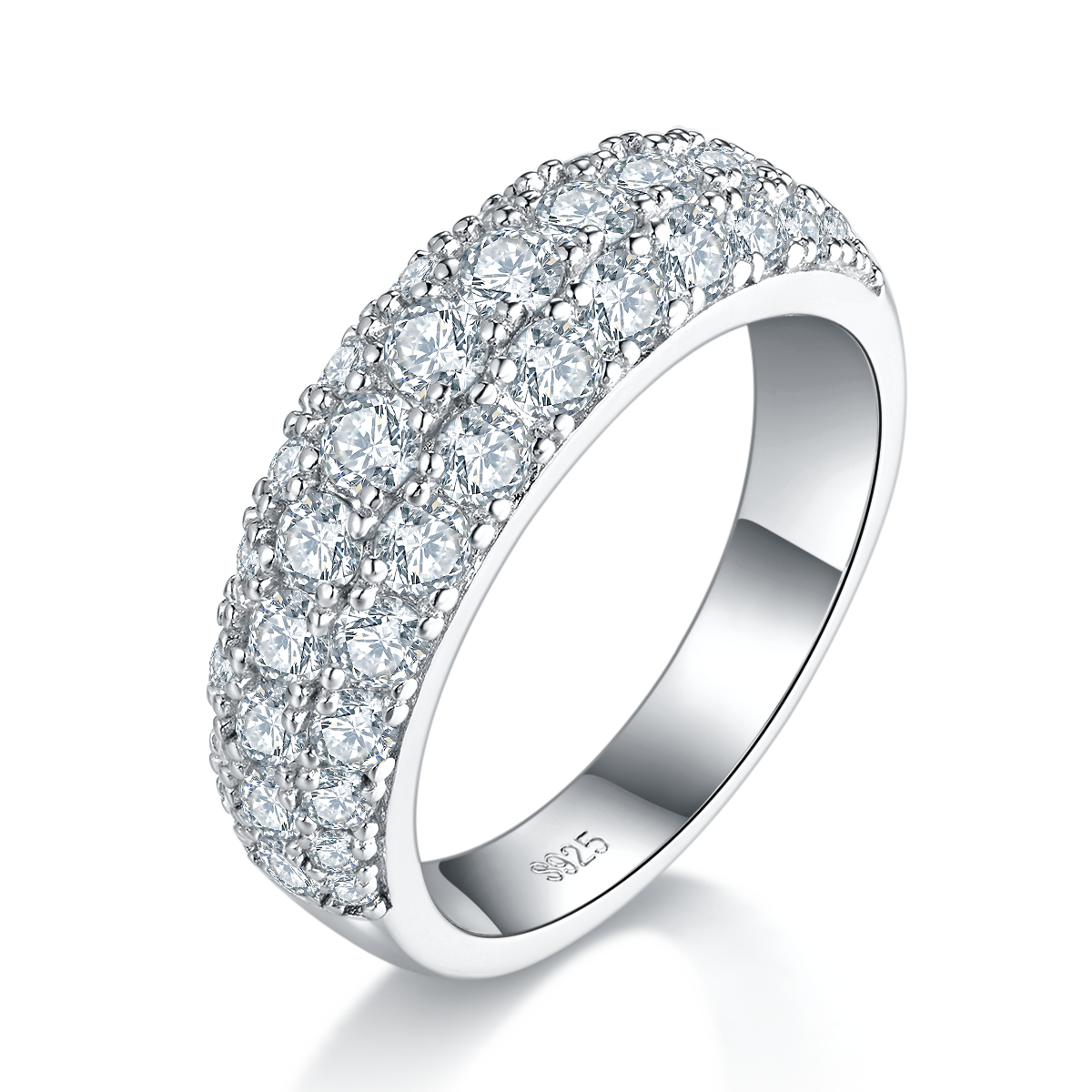 1.92 CT Moissanite Melee Ring in 18K White Gold Plated Sterling Silver#0