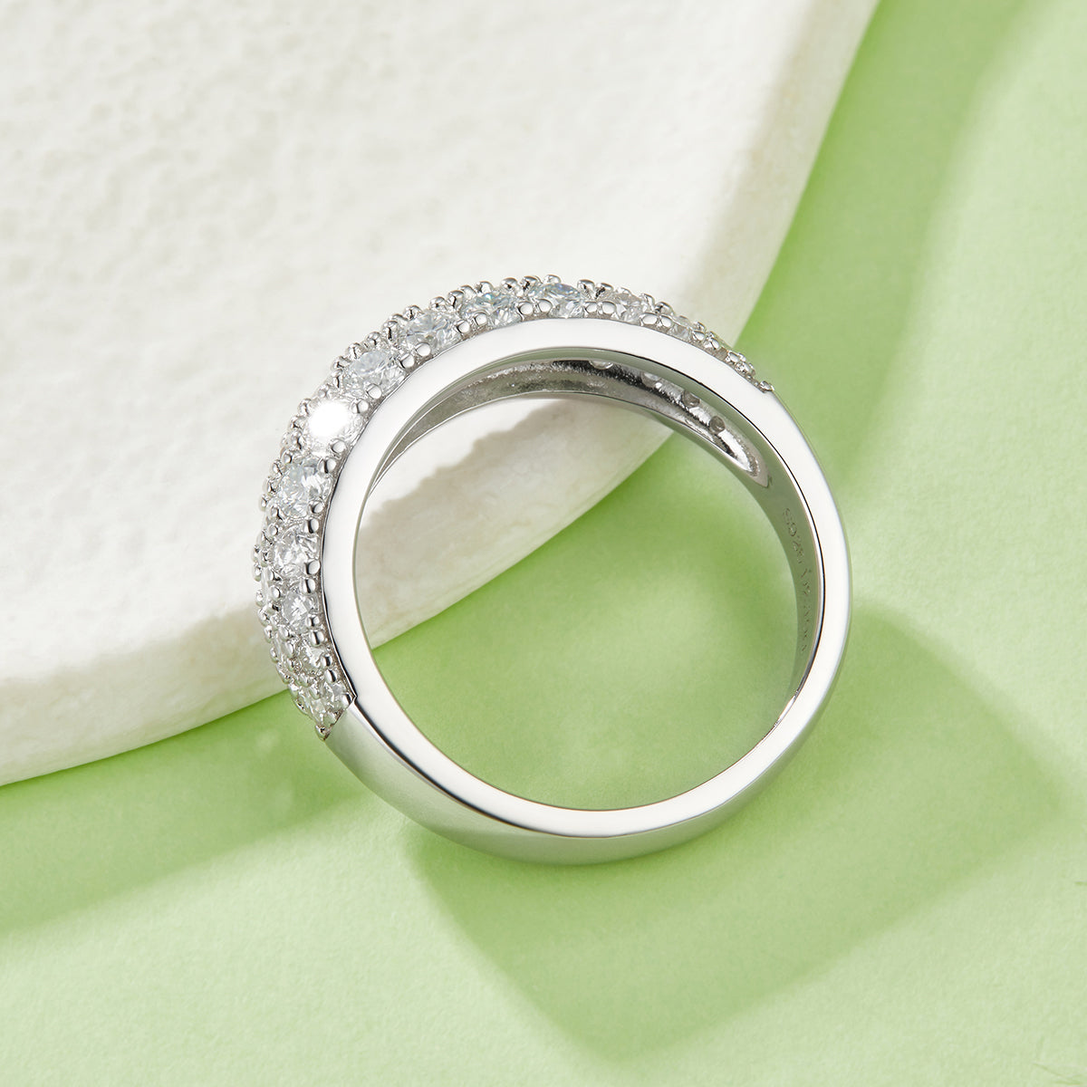 1.92 CT Moissanite Melee Ring in 18K White Gold Plated Sterling Silver#2