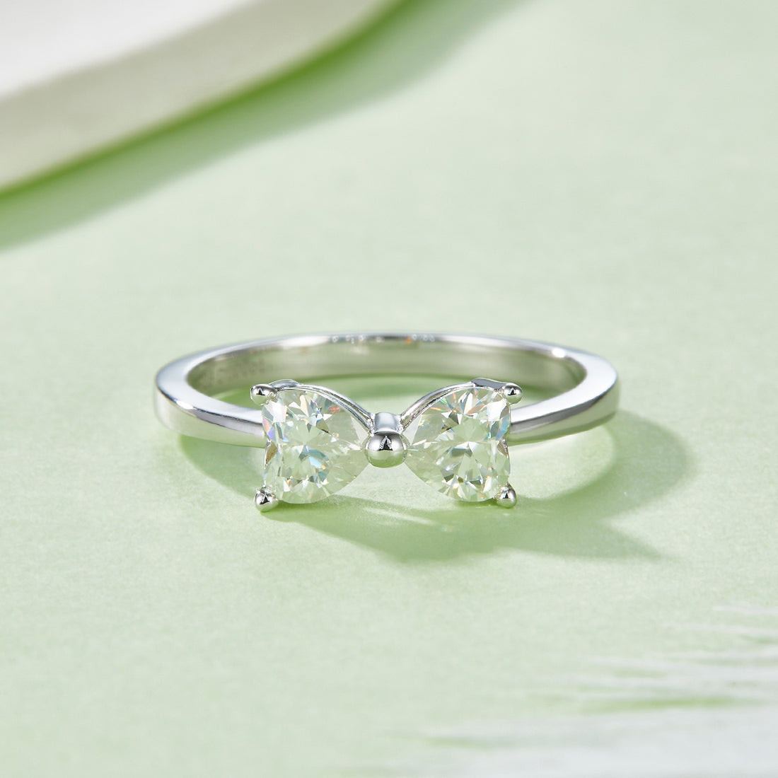 1.0 CT Main Stone (5.0mm) Heart Cut Moissanite Ring in 18K White Gold Plated Sterling Silver#1
