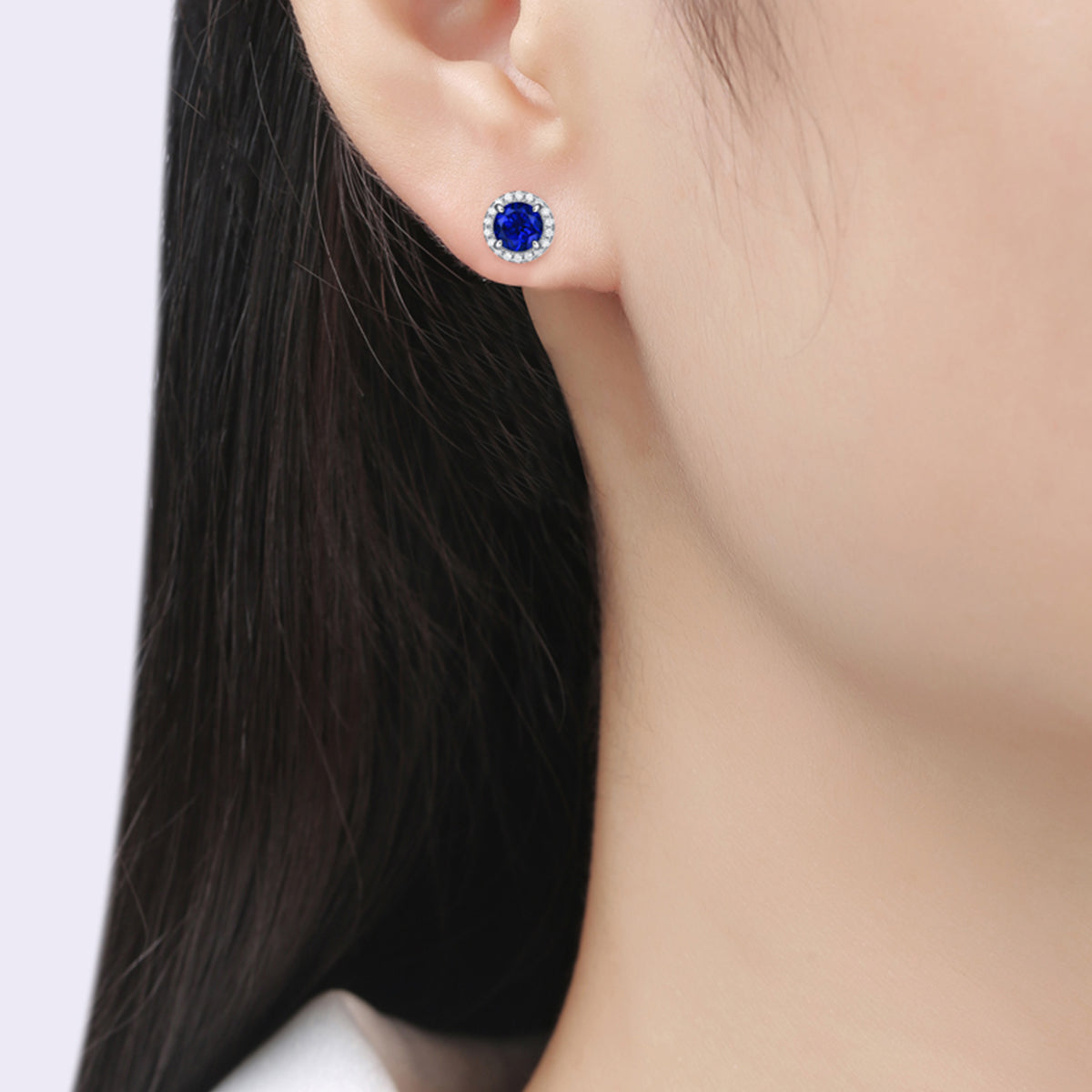 1.0 CT Round Cut Lab-Grown Colored Gemstone Stud Earrings in White Gold Plated Sterling Silver#8