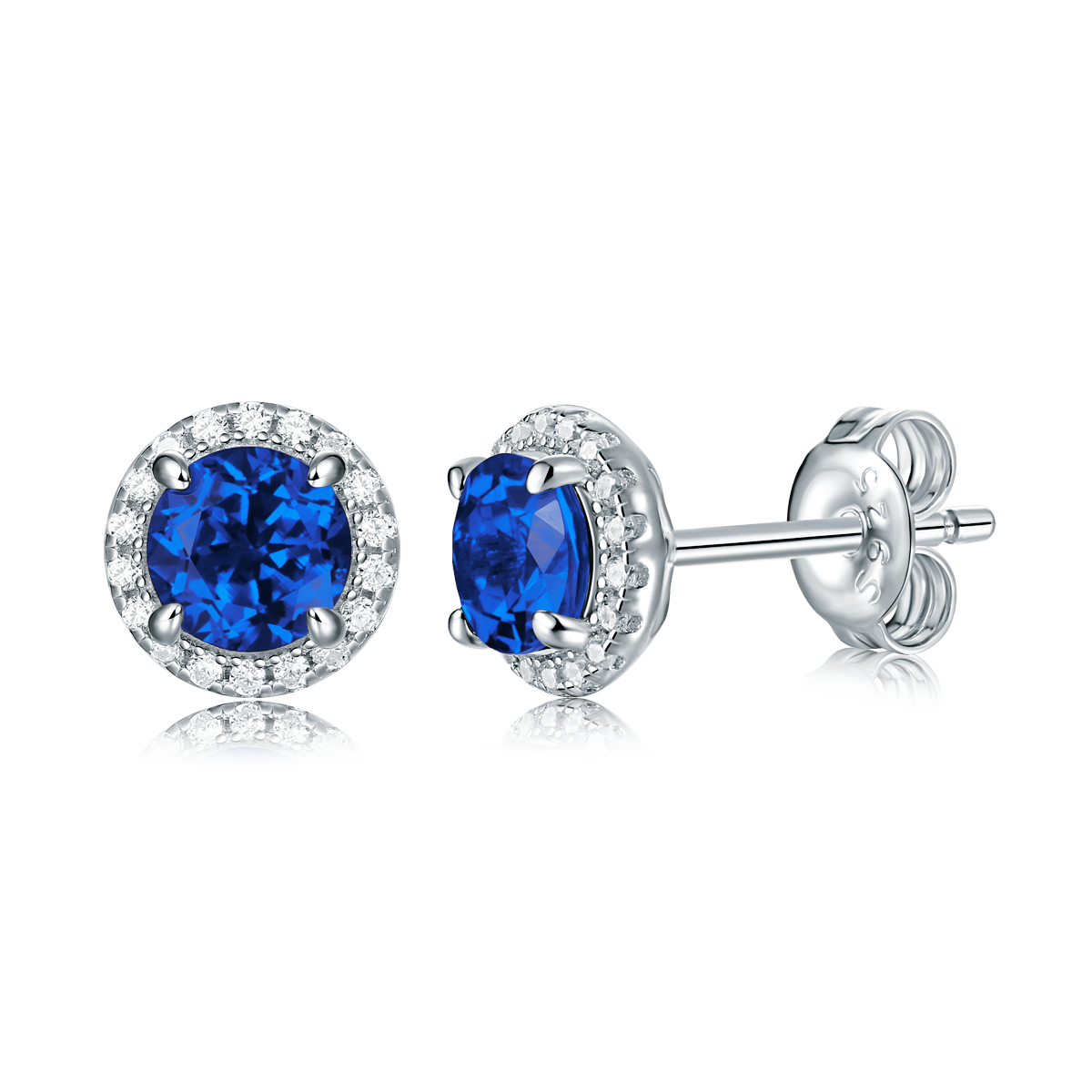 1.0 CT Round Cut Lab-Grown Colored Gemstone Stud Earrings in White Gold Plated Sterling Silver#5