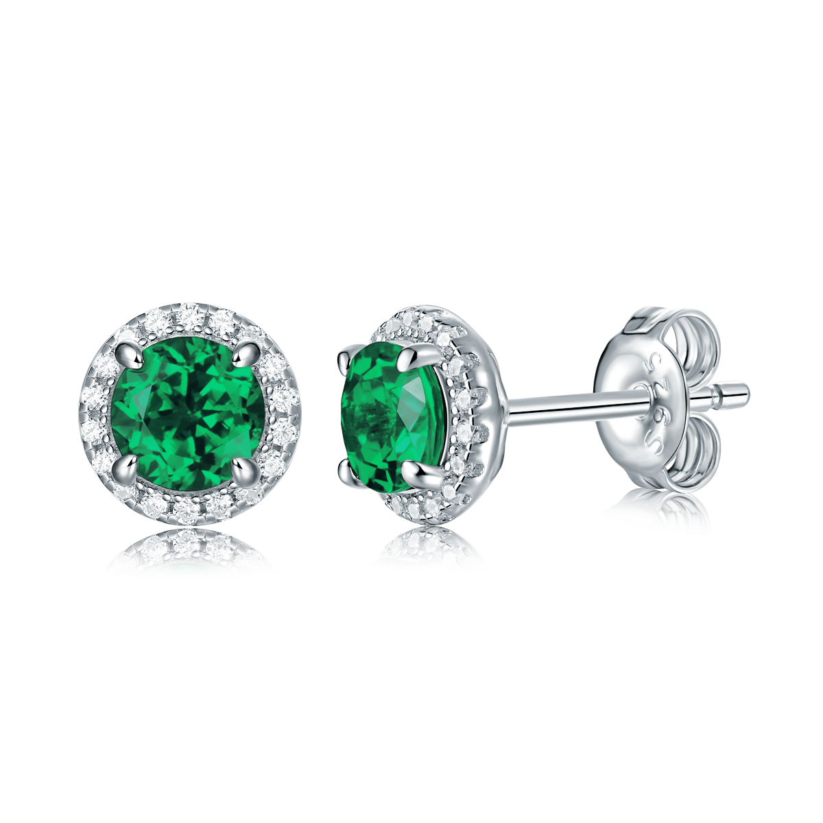 1.0 CT Round Cut Lab-Grown Colored Gemstone Stud Earrings in White Gold Plated Sterling Silver#3
