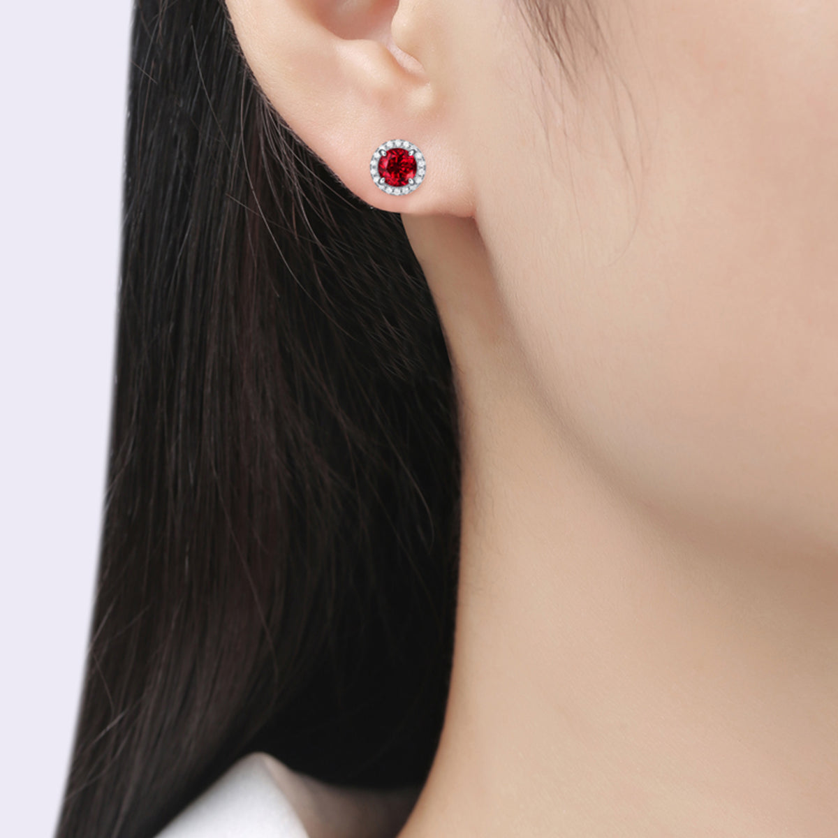 1.0 CT Round Cut Lab-Grown Colored Gemstone Stud Earrings in White Gold Plated Sterling Silver#7