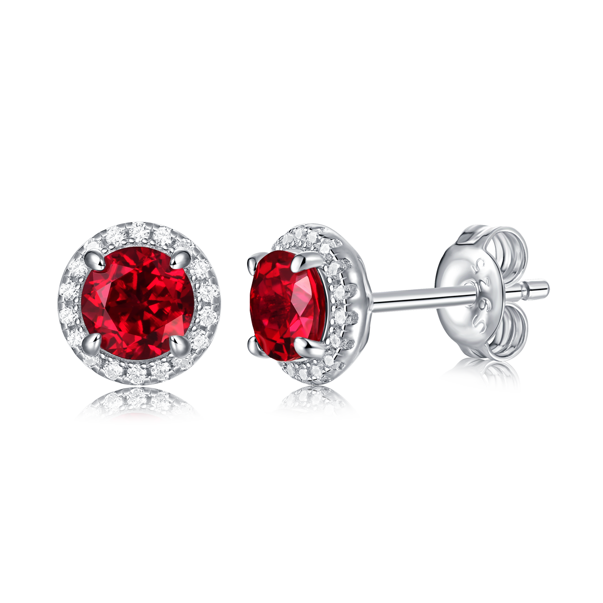 1.0 CT Round Cut Lab-Grown Colored Gemstone Stud Earrings in White Gold Plated Sterling Silver#4