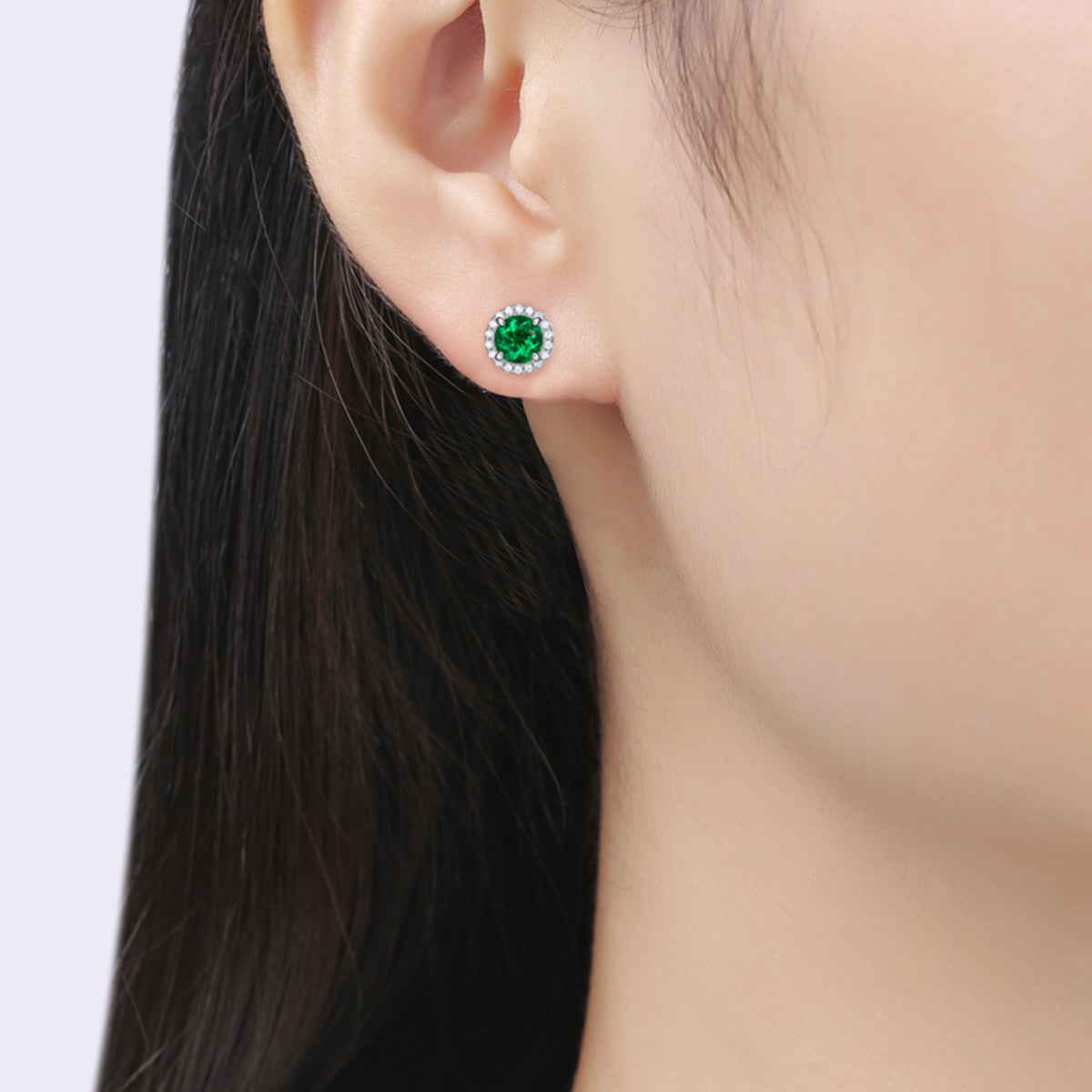 1.0 CT Round Cut Lab-Grown Colored Gemstone Stud Earrings in White Gold Plated Sterling Silver#6