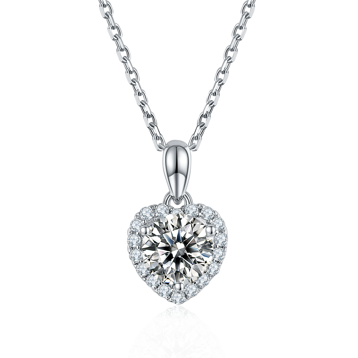 Moissanite Wholehearted Pendant & Stud Earrings Set in White Gold Plated Sterling Silver#4