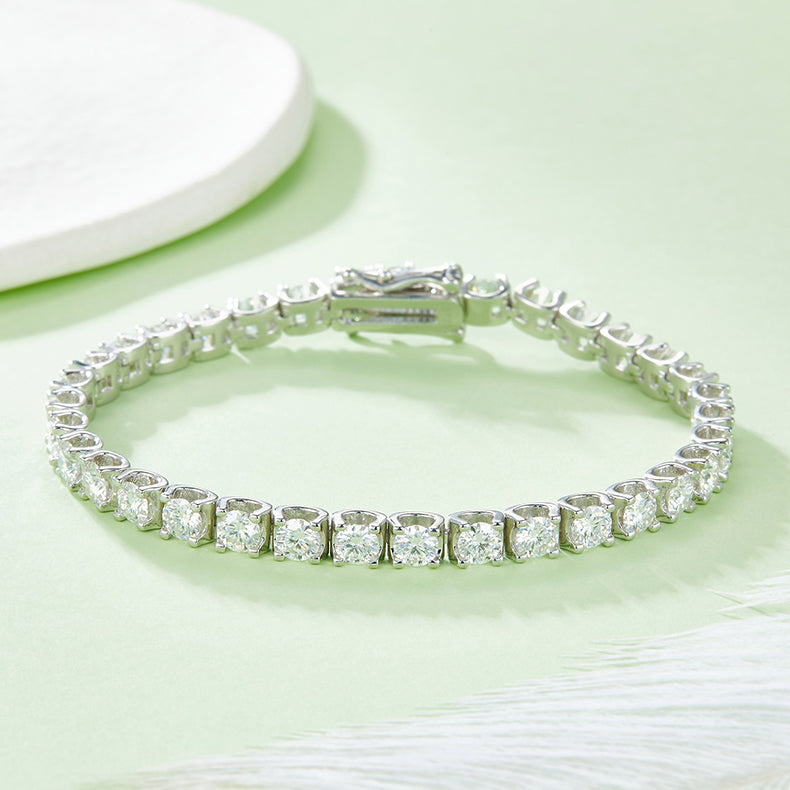 D Color Moissanite Classic Peg Head Tennis Bracelet in 18K White Gold Plated Sterling Silver#3