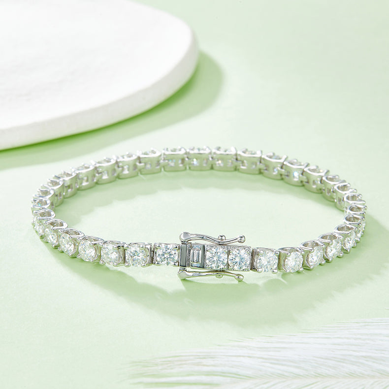 D Color Moissanite Classic Peg Head Tennis Bracelet in 18K White Gold Plated Sterling Silver#4