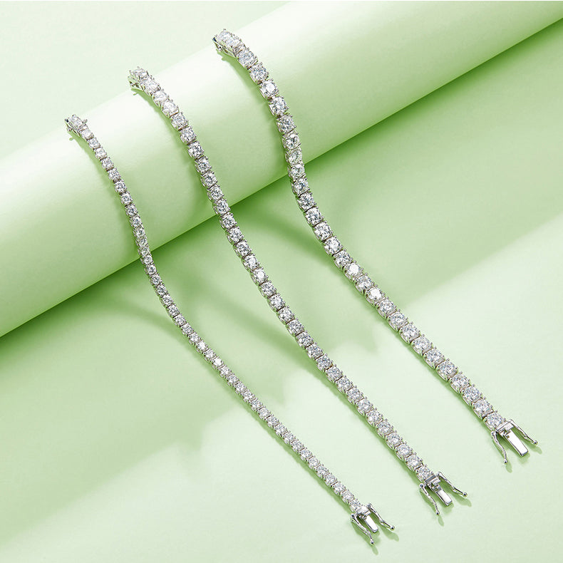 D Color Moissanite Classic Peg Head Tennis Bracelet in 18K White Gold Plated Sterling Silver#5