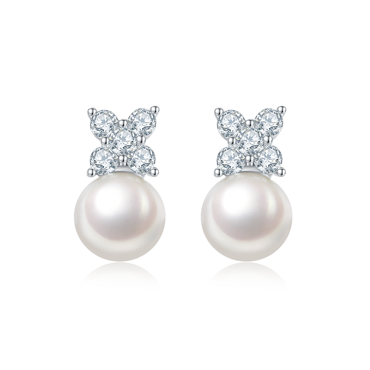 Freshwater Pearl Pendant & Stud Earrings Set in White Gold Plated Sterling Silver#1