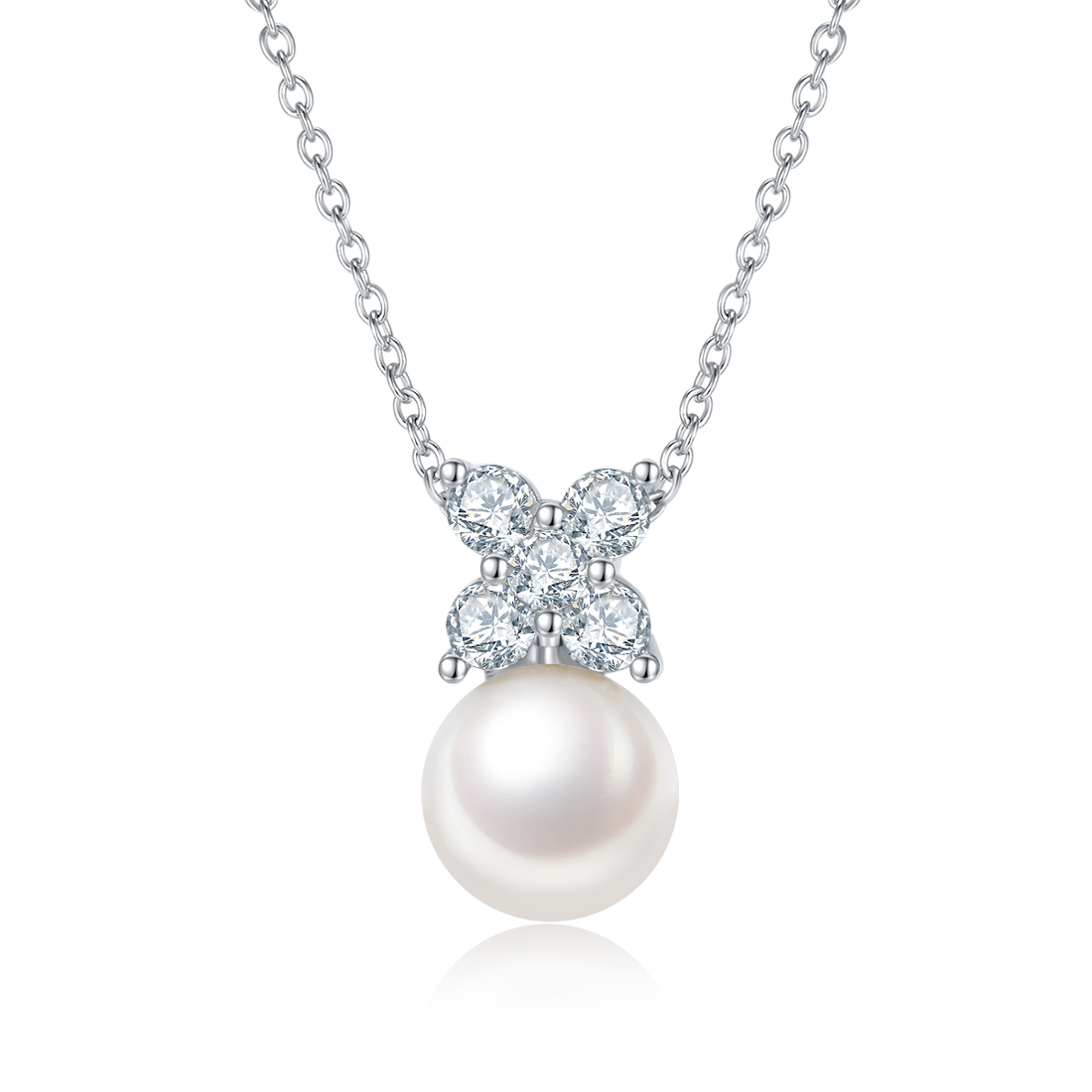 Freshwater Pearl Pendant & Stud Earrings Set in White Gold Plated Sterling Silver#2