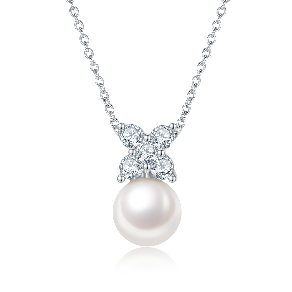 Freshwater Pearl Pendant & Stud Earrings Set in White Gold Plated Sterling Silver#0
