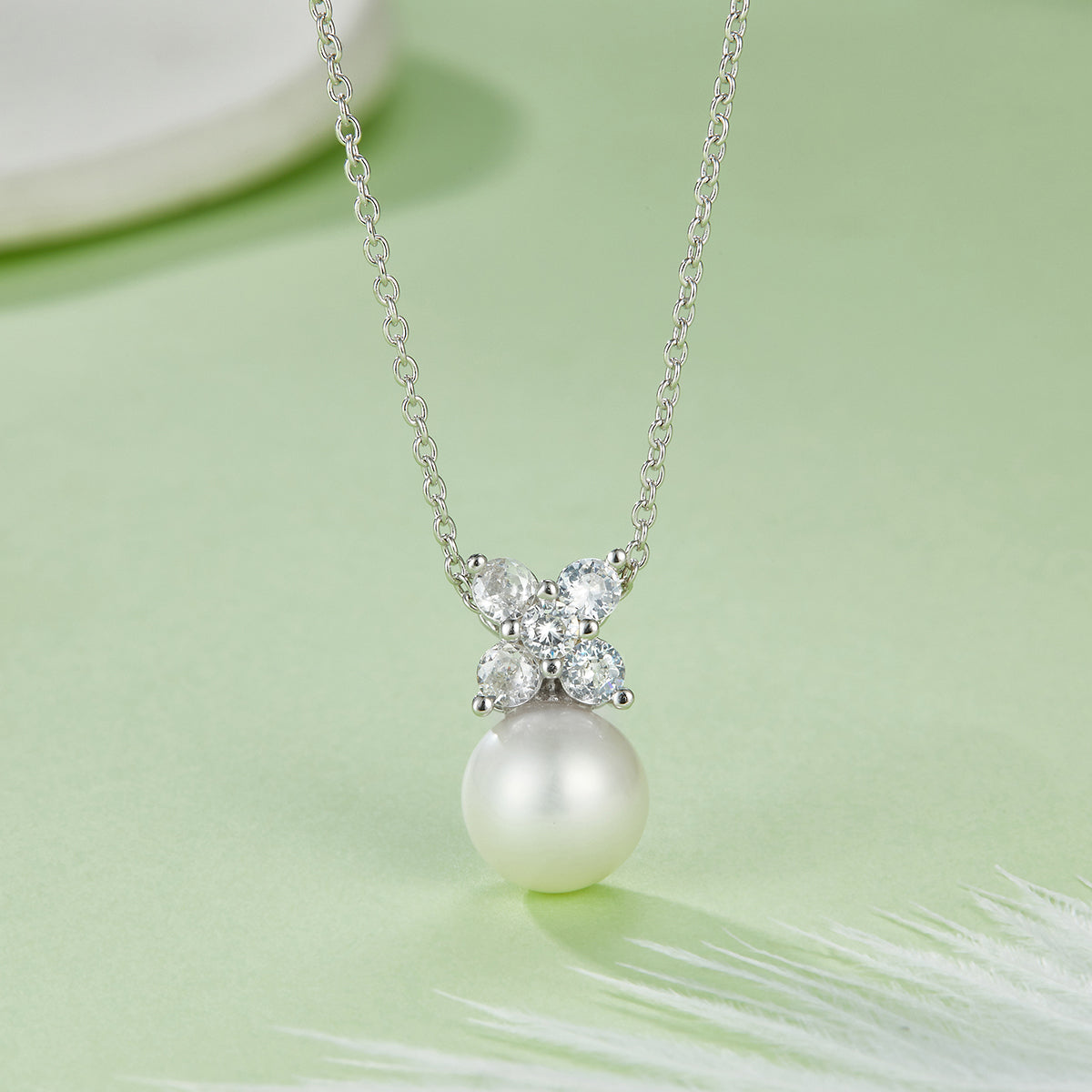Freshwater Pearl Pendant & Stud Earrings Set in White Gold Plated Sterling Silver#4