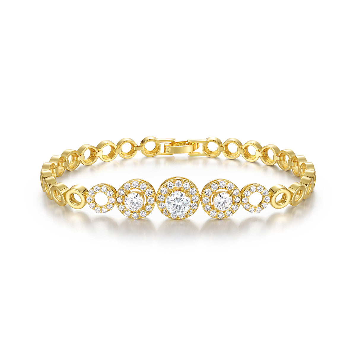 1.6 CT Round Cut Moissanite Bracelet in 18K Yellow Gold Plated Sterling Silver#4