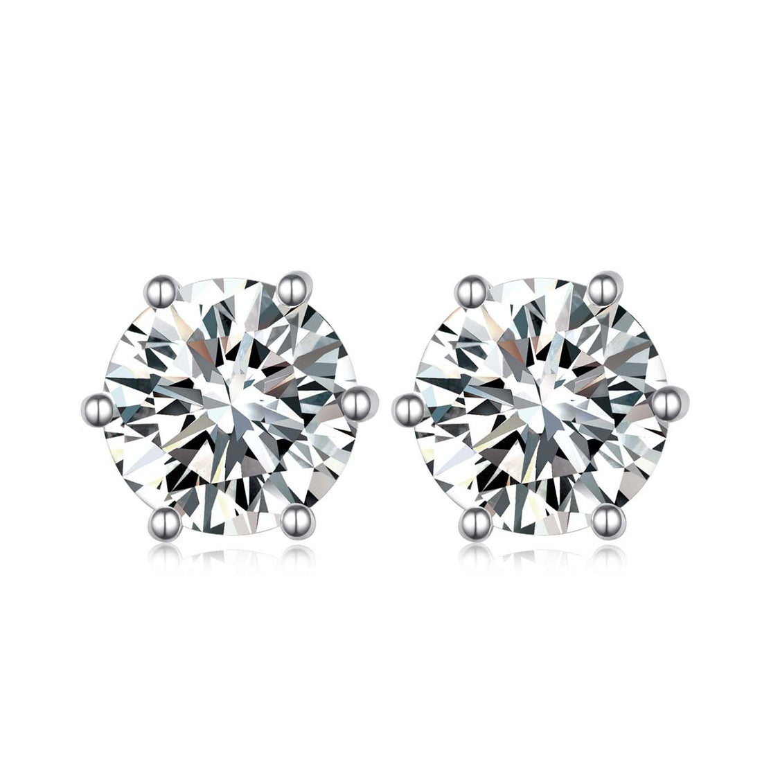 2.0 CT / 4.0 CT Moissanite Stud Earrings in 18K White Gold Plated Sterling Silver#0