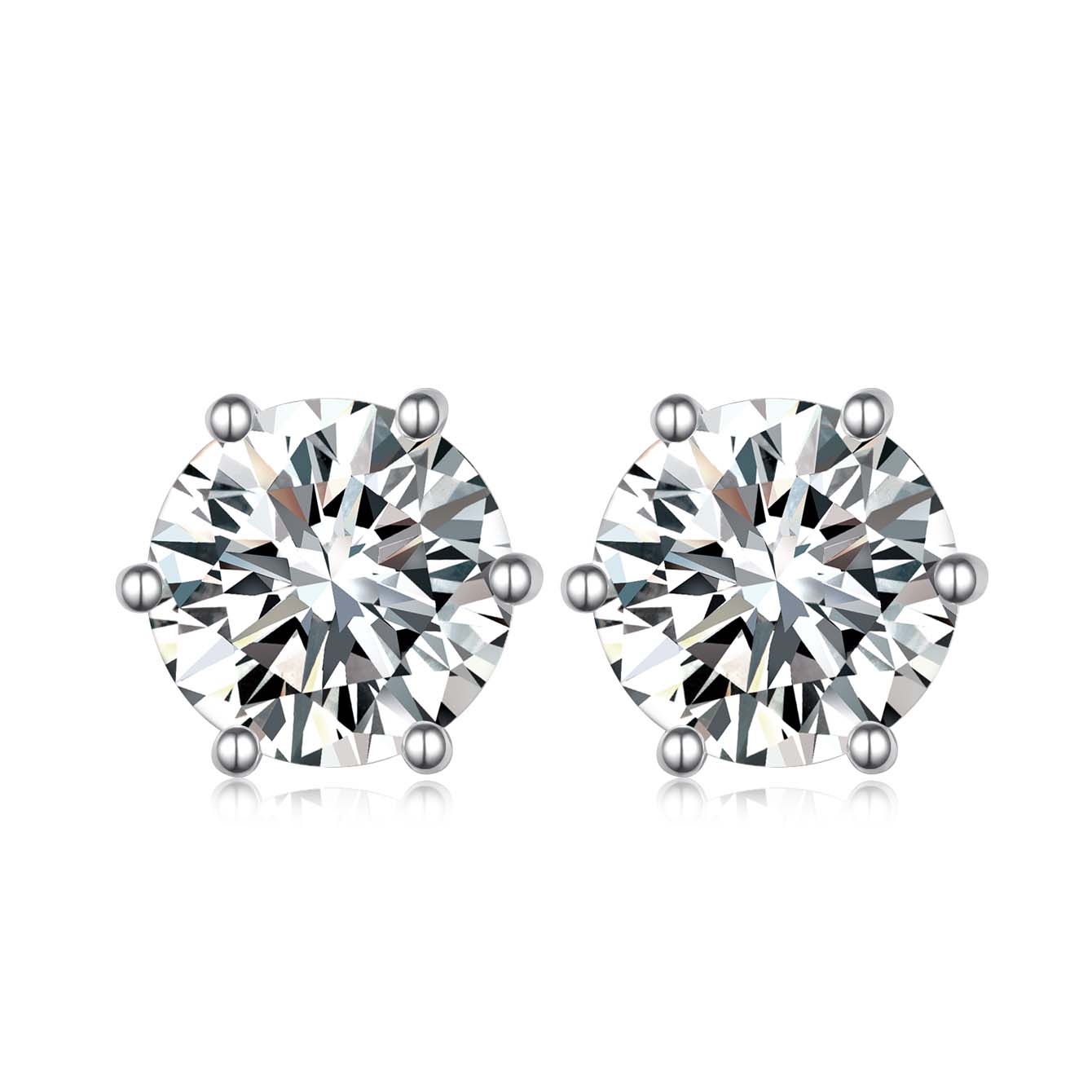 2.0 CT / 4.0 CT Moissanite Stud Earrings in 18K White Gold Plated Sterling Silver#0