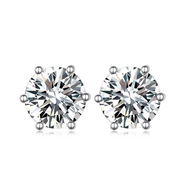 2.0 CT / 4.0 CT Moissanite Stud Earrings in 18K White Gold Plated Sterling Silver#0