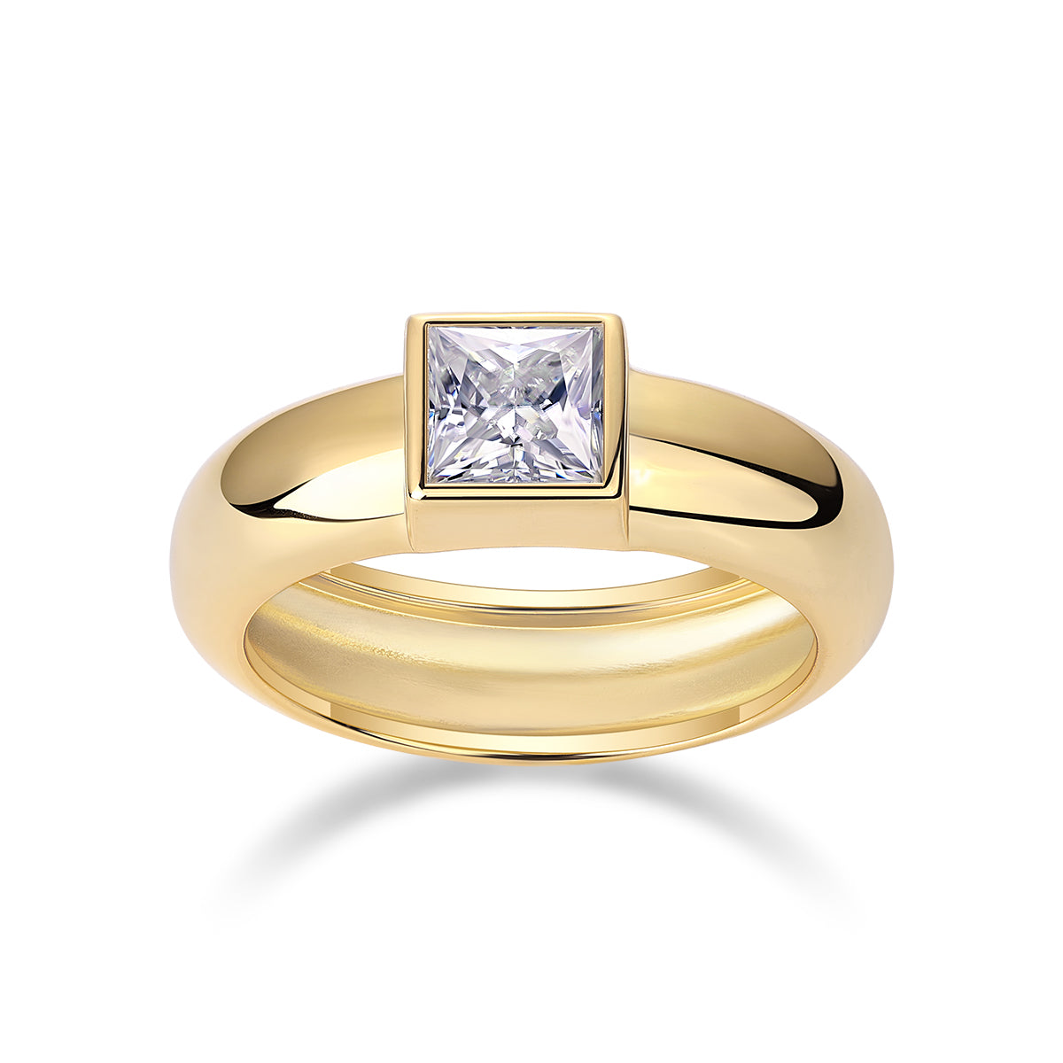 1.0 CT Princess Cut Moissanite Ring in 18K Yellow Gold Plated Sterling Silver#4