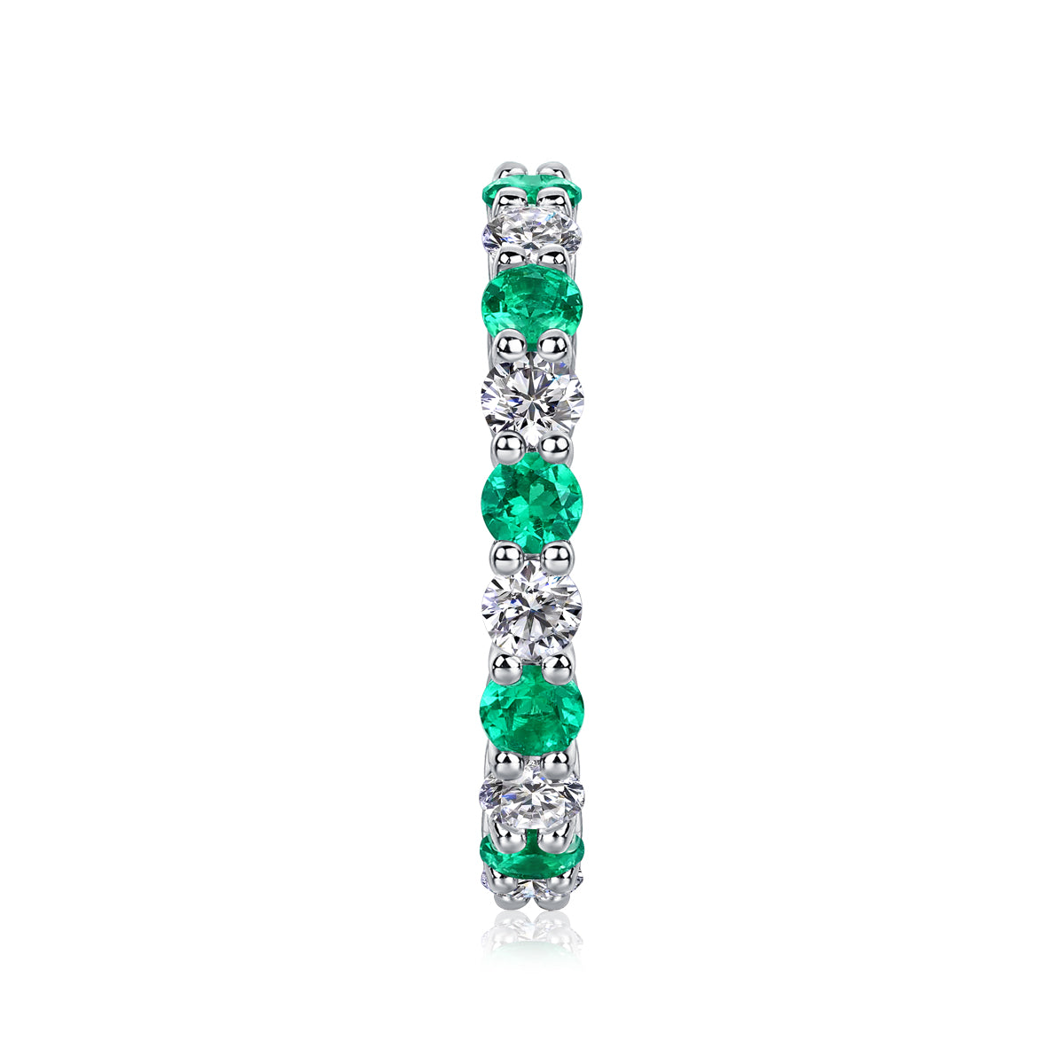 Lab-Grown Colored Gemstone and Moissanite Full Eternity Band in 18K White Gold Plated Sterling Silver#6
