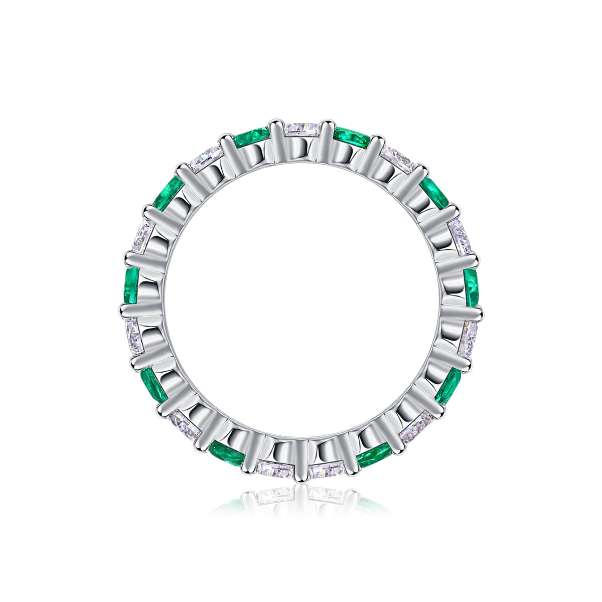 Lab-Grown Colored Gemstone and Moissanite Full Eternity Band in 18K White Gold Plated Sterling Silver#5
