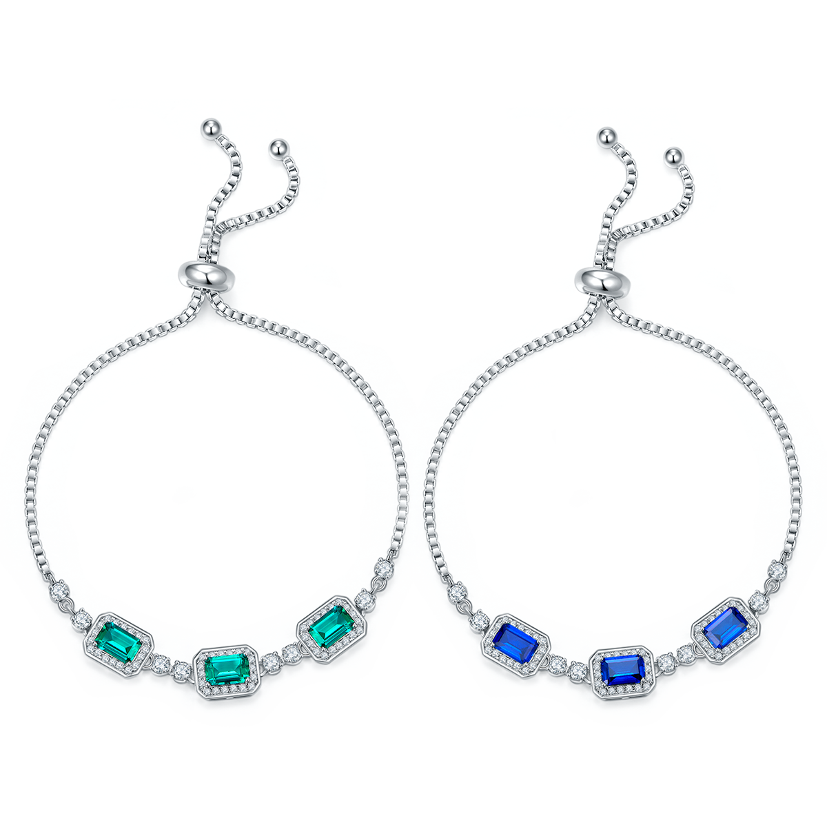 1.4 CT Lab-Grown Colored Gemstone Bracelet in 18K White Gold Plated Sterling Silver#2