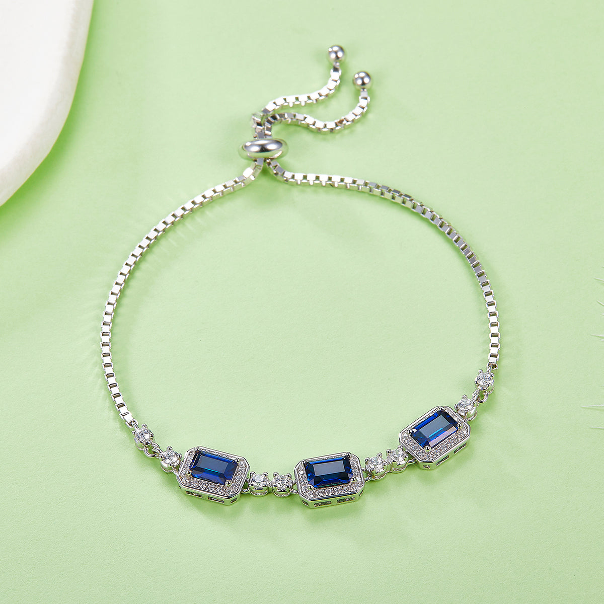 1.4 CT Lab-Grown Colored Gemstone Bracelet in 18K White Gold Plated Sterling Silver#4