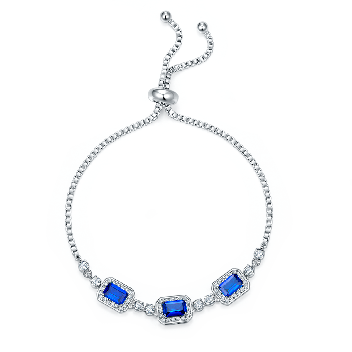 1.4 CT Lab-Grown Colored Gemstone Bracelet in 18K White Gold Plated Sterling Silver#1