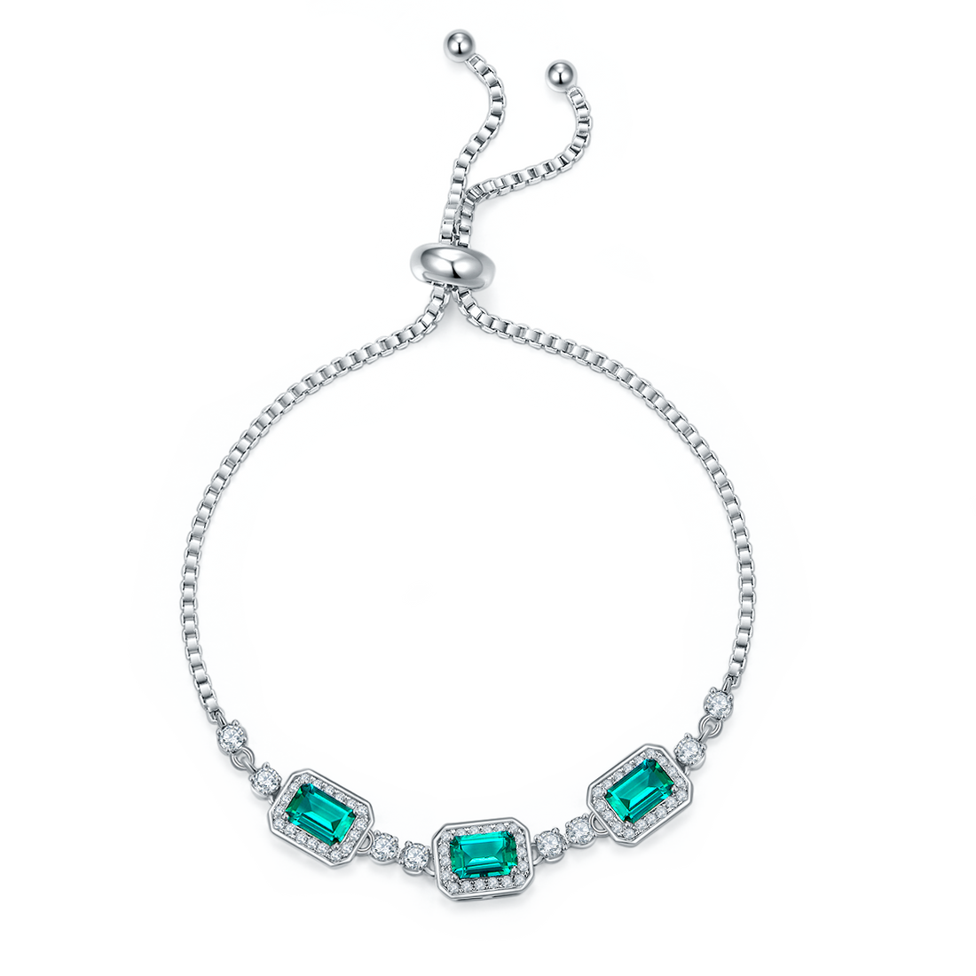 1.4 CT Lab-Grown Colored Gemstone Bracelet in 18K White Gold Plated Sterling Silver#0