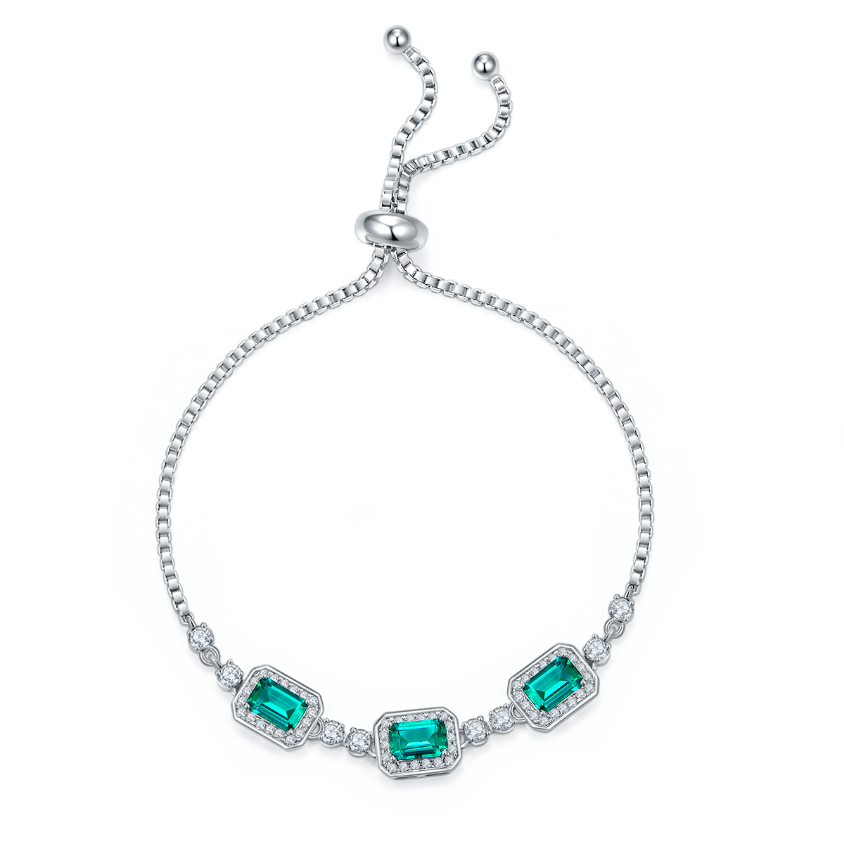 1.4 CT Lab-Grown Colored Gemstone Bracelet in 18K White Gold Plated Sterling Silver#0
