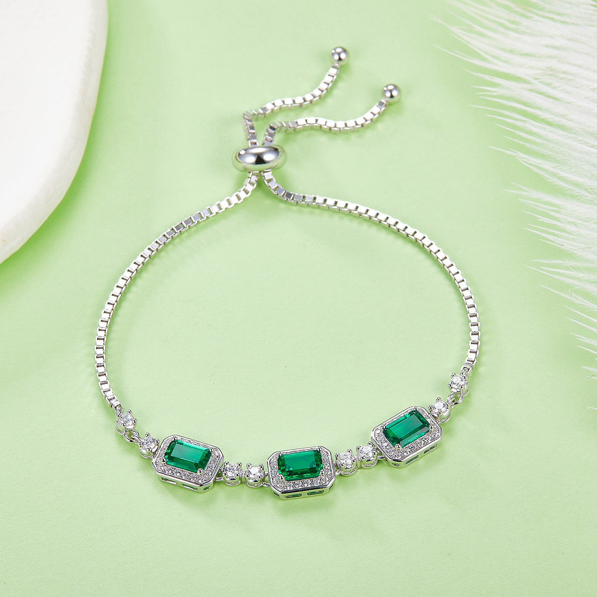 1.4 CT Lab-Grown Colored Gemstone Bracelet in 18K White Gold Plated Sterling Silver#3