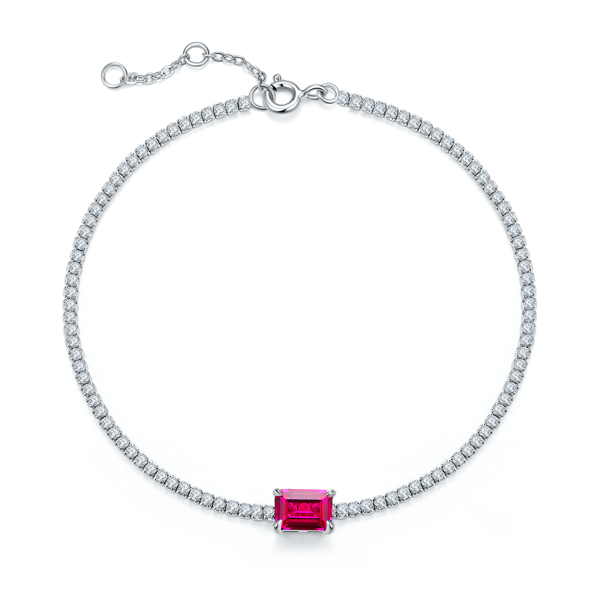 0.77 CT Lab-Grown Colored Gemstone Bracelet in 18K White Gold Plated Sterling Silver#2