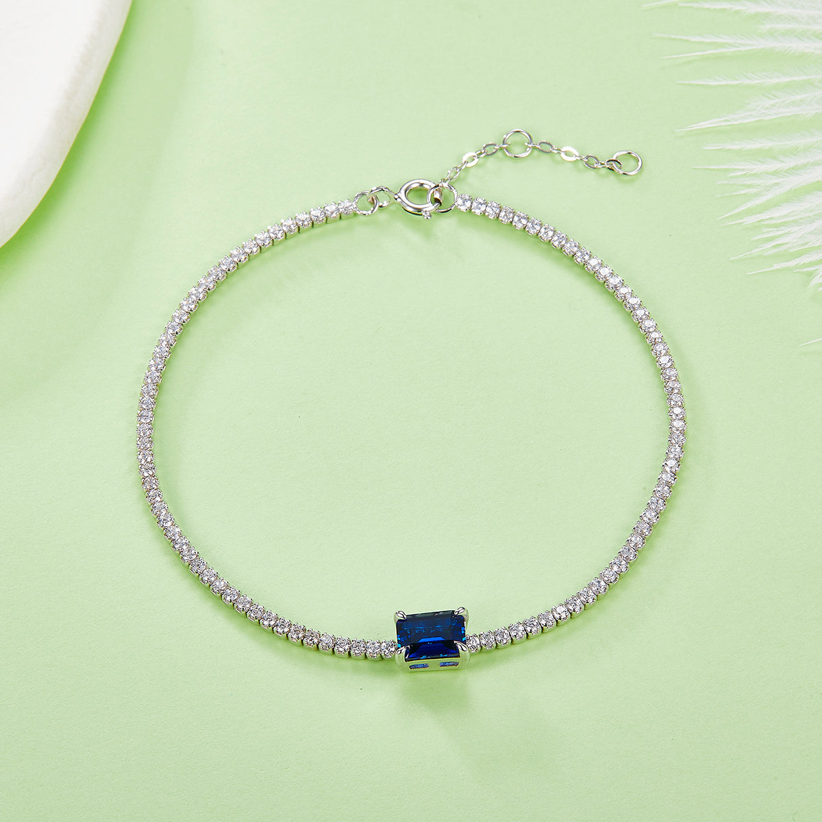 0.77 CT Lab-Grown Colored Gemstone Bracelet in 18K White Gold Plated Sterling Silver#6