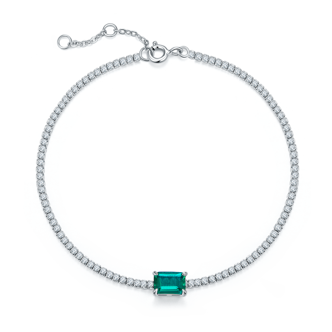 0.77 CT Lab-Grown Colored Gemstone Bracelet in 18K White Gold Plated Sterling Silver#0