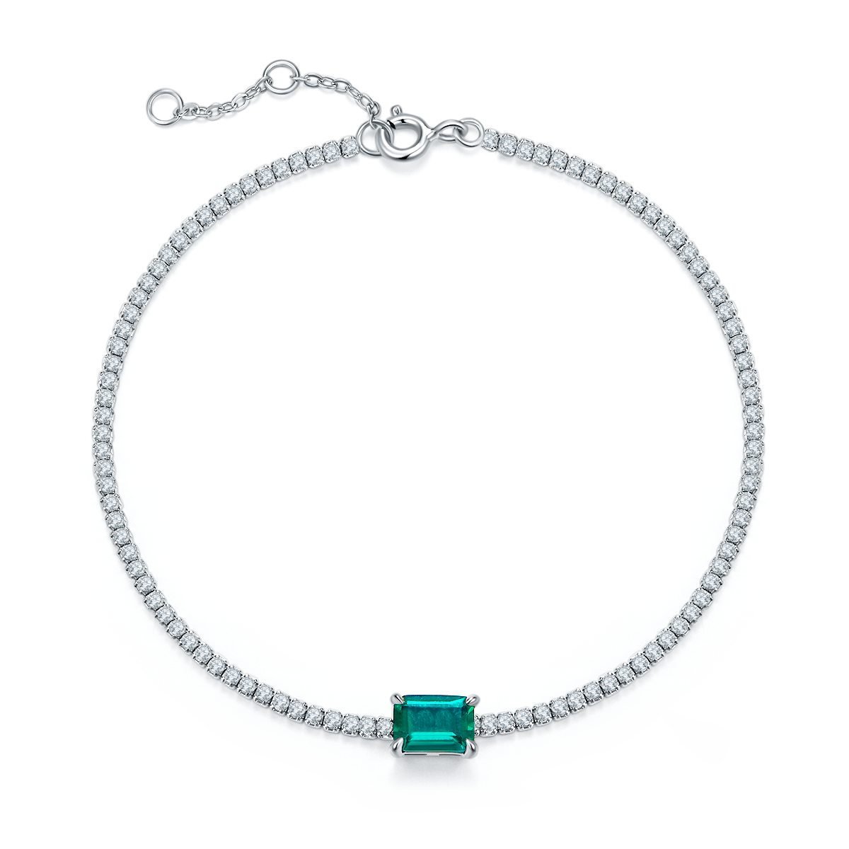 0.77 CT Lab-Grown Colored Gemstone Bracelet in 18K White Gold Plated Sterling Silver#0