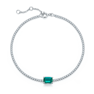 0.77 CT Lab-Grown Colored Gemstone Bracelet in 18K White Gold Plated Sterling Silver#0