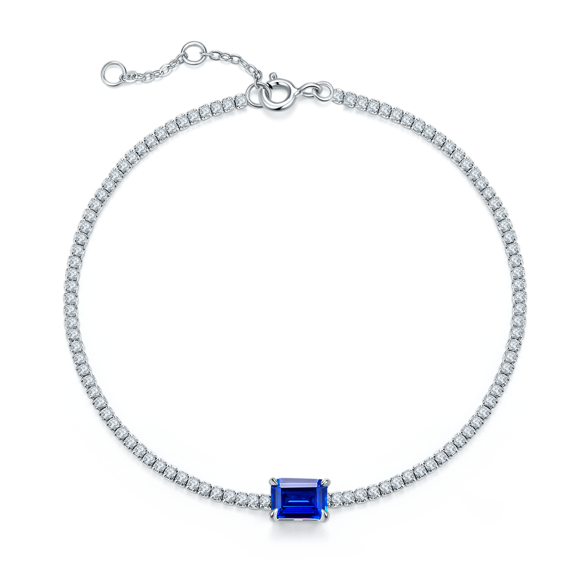 0.77 CT Lab-Grown Colored Gemstone Bracelet in 18K White Gold Plated Sterling Silver#1
