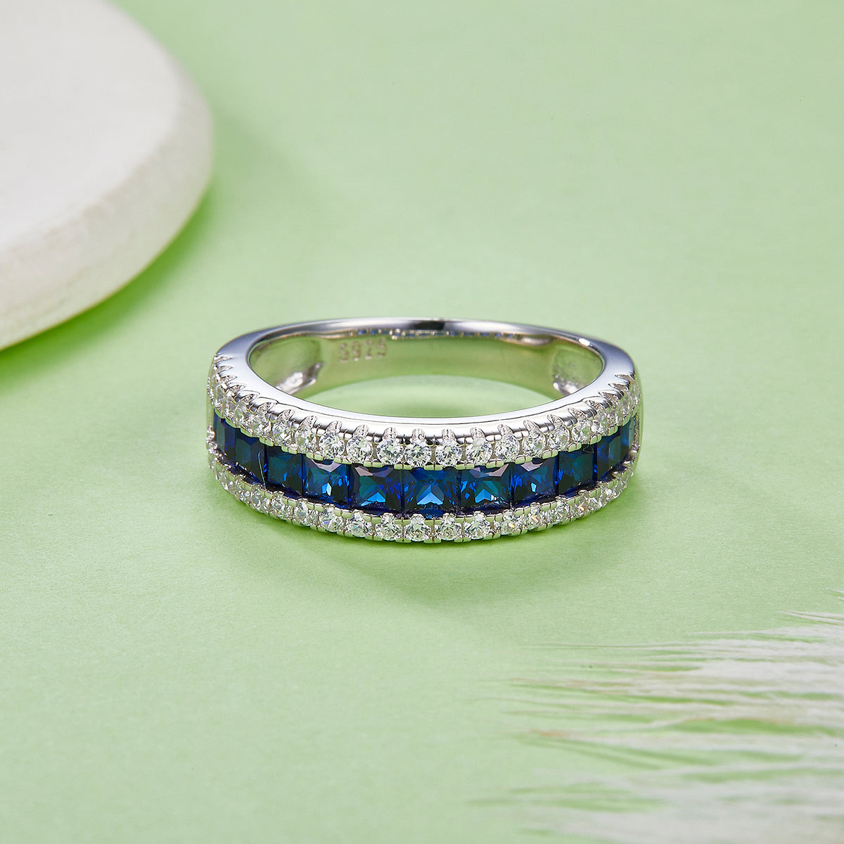 Lab-Grown Colored Gemstone Ring in 18K White Gold Plated Sterling Silver#6
