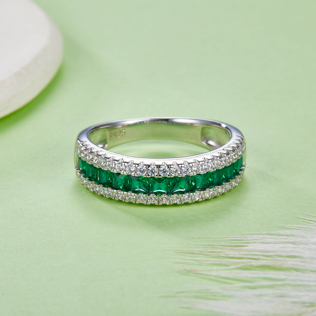 Lab-Grown Colored Gemstone Ring in 18K White Gold Plated Sterling Silver#5