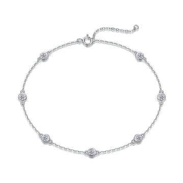 0.7 CT Round Cut Moissanite Dancing Bubble Bracelet in 18K White Gold Plated Sterling Silver#0